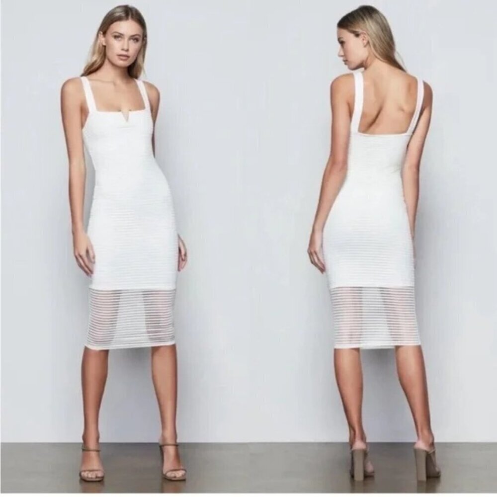 GOOD AMERICAN Dress Sheer Mesh Midi Ivory Sleeveless Women's Size 4 NWT Stretch